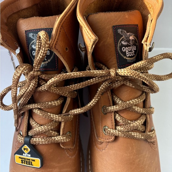 NWT Georgia Boot Men\'s Steel Toe Barracuda Gold Wedge Work Boots Size 9.5 main image 5